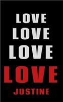 Love Love Love LOVE Justine: Personalized Journal for the Man I Love