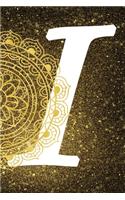 I: Personalized Dot Grid Bullet BUJO Notebook Journal Modern Gold Mandala Minimalist Initial Monogram Letter I- Many Usage Handy Travel Size For Boys M