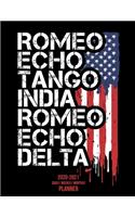 Retired: 2020 -2021 Daily/ Weekly/ Monthly Planner: 2-Year Personal Planner with Grid Calendar Funny Thin Line Phonetic Alphabet for Retired First Responders