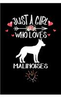 Just A Girl Who Loves MALINOISES: Gift for MALINOIS Dog Lovers Diary - Blank Lined Notebook And Journal - 6x9 Inch 120 Pages White Paper