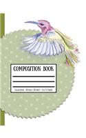 Watercolour Bird Composition Book: College Ruled - 100 Pages / 200 Sheets - 7.44 X 9.69 Inches