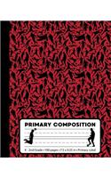 Primary Composition: Soccer Player Red Marble Primary Composition Notebook for boys or girls K-2. Sports Futbol Primary Ruled handwriting paper book with dotted middle l(Primary Composition Books)