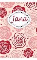 Jana: Personalisiertes Notizbuch / 150 Seiten / Punktraster / CA Din A5 / Rosen-Design