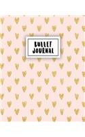 Bullet Journal: Tiny Gold Heart with Pink Journal - 150 Dotted Grid Pages - Size 8x10 Inches - With Bullet Journal Notebook Dot Grid Sample Ideas for Beginners (Free Bullet Journal Lettering Guide)