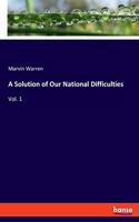 Solution of Our National Difficulties