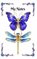 Blue and Gold Butterfly and Dragonfly Notebook