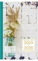 September - August 2019 To 2020 Daily - Weekly Planner: Mini Student Calendar; Country Florals In An Old mason Jar