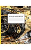 Composition Notebook: Black & Gold Marble Journal Primary Book - Wide College Ruled Lined Paper - Elegant Design for School, Students, Teens, Girls, Kids, Gift for Women 