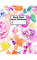 Blank Sheet Music Notebook: Easy Blank Staff Manuscript Book Large 8.5 X 11 Inches Musician Paper Wide 12 Staves Per Page for Piano, Flute, Violin, Guitar, Trumpet, Drums, Cell