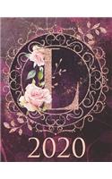 2020 Weekly Planner - Monogram Initial "L": 12-Month Large Print Rose Gold Glitter Purple Letter-Sized A4 Schedule Organizer by 52 Week Cornell Notes Monthly Calendar Designed in USA floral pu(12 2020 Rose Gold Glitter)