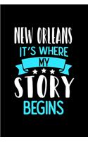 New Orleans It's Where My Story Begins: New Orleans Dot Grid 6x9 Dotted Bullet Journal and Notebook 120 Pages