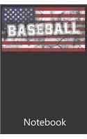 Baseball American Flag: Blank Lined Notebook Funny Birthday Gifts, To Do Lists, Notepad, Christmas Halloween Gift