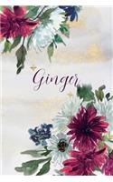 Ginger: Personalized Journal Gift Idea for Women (Burgundy and White Mums)