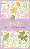 2020-2021 Two Year Monthly Planner: Floral Design 2 Year Pocket Planner Calendar 5x8 inches Jan 2020 to Dec 2021 with Phone Book - Personal Planner 24 Months Monthly View Notebook Orga