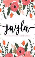 Jayla: Notebook - Libreta - Cahier - Taccuino - Notizbuch: 110 pages paginas seiten pagine: Modern Florals First Name Notebook in Coral, Pink & Orange on W