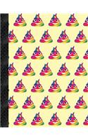 My Super Cute Yellow Rainbow Unicorn Poop Emoji Composition Book: 150 Pages or 75 Sheets, Wide Ruled, Softcover