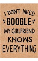 I Don't Need Google My Girlfriend Knows Everything: Journal, Diary, Inspirational Lined Writing Notebook - Funny boyfriend birthday gifts ideas - humoros gag gift for men