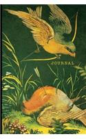 Journal: 6" x 9" Blank Lined Journal - 128 College Ruled Pages: Vintage Bird Illustration Design on Soft Matte Cover - Notebook, Diary, Composition Book for 