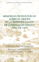 Memorias cronologicas sobre el origen de la representacion de comedias en Espana (ano de 1785)