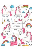 Notebook unicorn: Cute unicorn on white cover and Lined pages, Extra large (8.5 x 11) inches, 110 pages, White paper(5 Cute Unicorn on White Notebook)