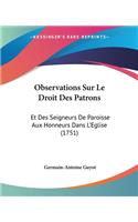 Observations Sur Le Droit Des Patrons