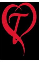 Monogram Initial Letter T Adorable Heart Red and Black: : In My Heart letter initial Personalized Name Letter T, Cute funny gift for Girlfriend Boyfriend Women Wife Husband Teens Students Girls for Home S