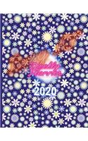 Busy AF Weekly Planner Notebook: 2020 Year At A Glance And Vertical Dated Pages - Blue Flowe