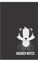badger notes: small lined Woodland Animals Notebook / Travel Journal to write in (6'' x 9'') 120 pages