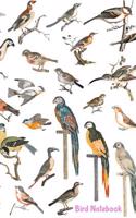 Bird Notebook: 6 X 9 (Inches) Line Ruled Writing Journal: For Bird Lovers: Bird Cover Featuring Vintage Illustrations of Various Species of Birds