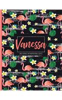 Vanessa: Black Personalized Lined Journal with Inspirational Quotes