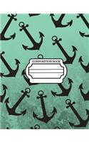Nautical, Marine Anchor Pattern Design, Composition Notebook, 5x5 Quad Rule Graph Paper