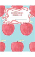 Composition Notebook: A 8.5x11 Inch Matte Softcover Paperback Notebook Journal With 120 Blank Lined Pages - Cursive Paper-Back to School Teacher's Red Apple