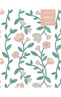Cornell System Notes 110 Pages: Vintage Floral Notebook for Professionals and Students, Teachers and Writers - Light Pink Mini Climbing Roses Pattern
