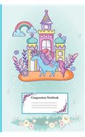 Composition Notebook: Pretty Girl with Unicorn Lined Journal for Kids, Girls, Students and Teens, Matte Cover Notebook with 100 Pages 6" x 9" Journal for Writing and Crea