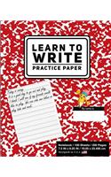 Learn To Write Practice Paper: School Marble Red - Primary Journal Writing Tablet Notebook For Kids - For Alphabet ABC Handwriting Practice- For Home & School [Classic]