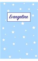 Evangeline: First Name Personalized Notebook. College Ruled Journal. Pastel Pink Writing Diary with Stars Pattern for Girls and Women