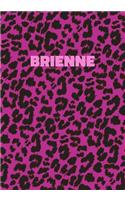 Brienne: Personalized Pink Leopard Print Notebook (Animal Skin Pattern). College Ruled (Lined) Journal for Notes, Diary, Journaling. Wild Cat Theme Design wi