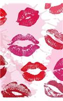 Lips: Kiss Prints 150 Lined Journal Pages Planner Diary Notebook Featuring Pink Red Kiss Lip Love Pattern on the Cover