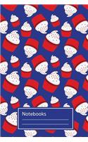 Notebooks: Cupcakes edition, Navy Color, Large Grid, 6x9inchs