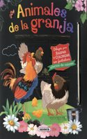 Animales de la granja. Dibujos para raspar y colorear