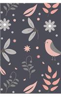 Floral Bird Notebook: Creative Pattern Notebook Journal 110 Lined Pages