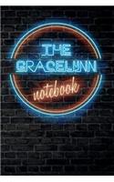 The GRACELYNN Notebook: Vintage Blank Ruled Personalized & Custom Neon Sign Name Dotted Notebook Journal for Girls & Women. Wall Background. Funny Desk Accessories. Retro B