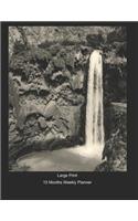 Large Print - 2020 - 15 Months Weekly Planner - Waterfalls - Water From The Earth