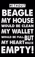 Without Beagle My House Would Be Clean: Cute Beagle Lined journal Notebook, Great Accessories & Gift Idea for Beagle Owner & Lover. Lined journal Notebook With An Inspirational Quote.