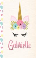 Gabrielle: Personalized Unicorn Journal For Girls - 8.5x11 110 Pages Notebook/Diary With Pink Name