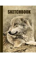 Sketchbook: Wolf Cover Design - White Paper - 120 Blank Unlined Pages - 8.5" X 11" - Matte Finished Soft Cover