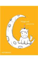Magical unicorn notebook: White unicorn on dark yellow cover and Dot Graph Line Sketch pages, Extra large (8.5 x 11) inches, 110 pages, White paper, Sketch, Draw and Paint(3 White Unicorn on Dark Yellow Notebook)