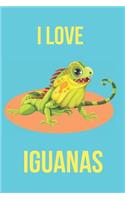 I Love Iguanas: Blank Line Journal