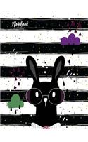 Notebook by a Madoo: Hipster Bunny Cover and and Lined Pages, Extra Large (8.5 X 11) Inches, 110 Pages, White Paper(1 Hipster Bunny Notebook)