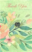 Thank You Journal Notebook: Green Watercolor Floral - Beautiful Purse-Sized Blank Lined Journal or Keepsake Diary for Bridal Wedding Party Planning, Preparation, Ideas, Notes, 
